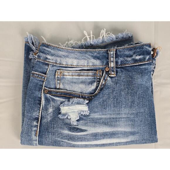 Denim Micro Mini  Skirt Gothic Grunge Y2K Holes Distressed Size 13 - Picture 8 of 8